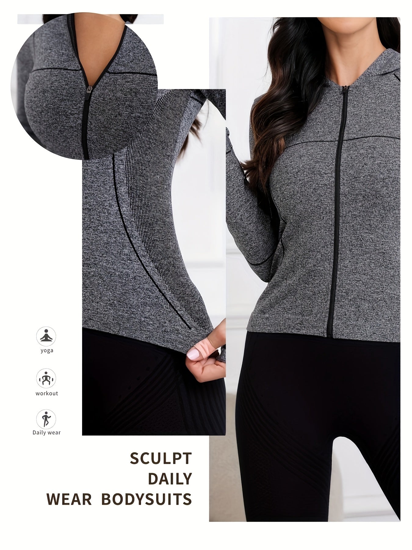Women's Quick-Dry Hooded Running Jacket - Long Sleeve Zip-Up for Running & Fitness