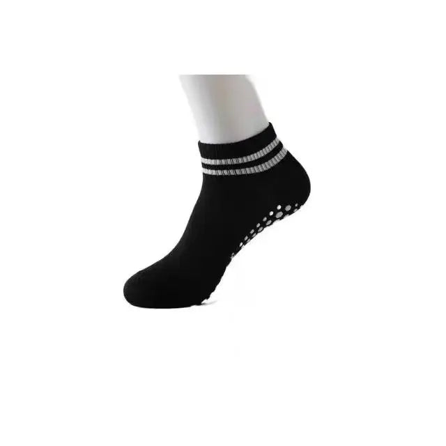 Women's Non-Slip Grip Socks - Pilates, Running, Yoga & Workout Socks with Double Stripes