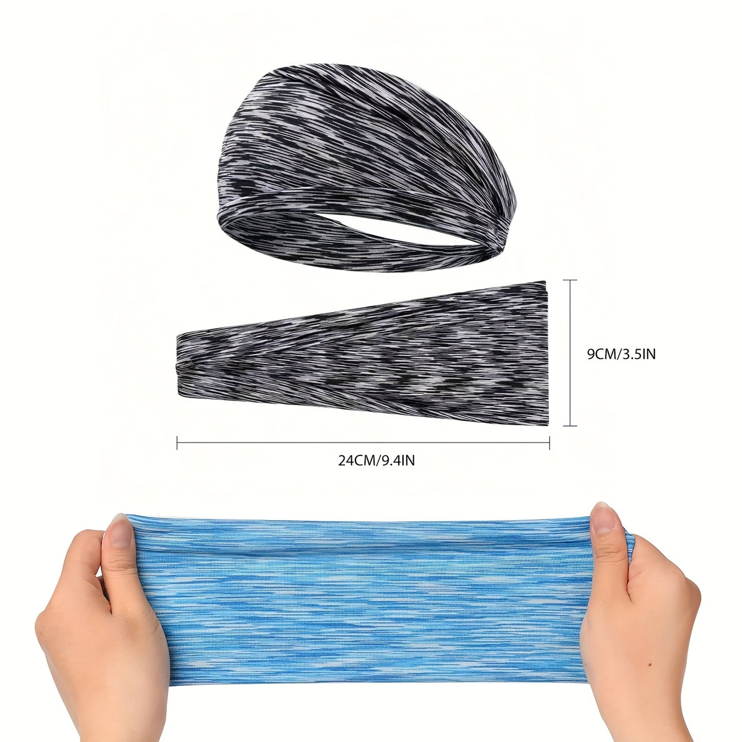 Moisture-Wicking Running Headbands - Non-Slip Elastic Workout Sweatbands