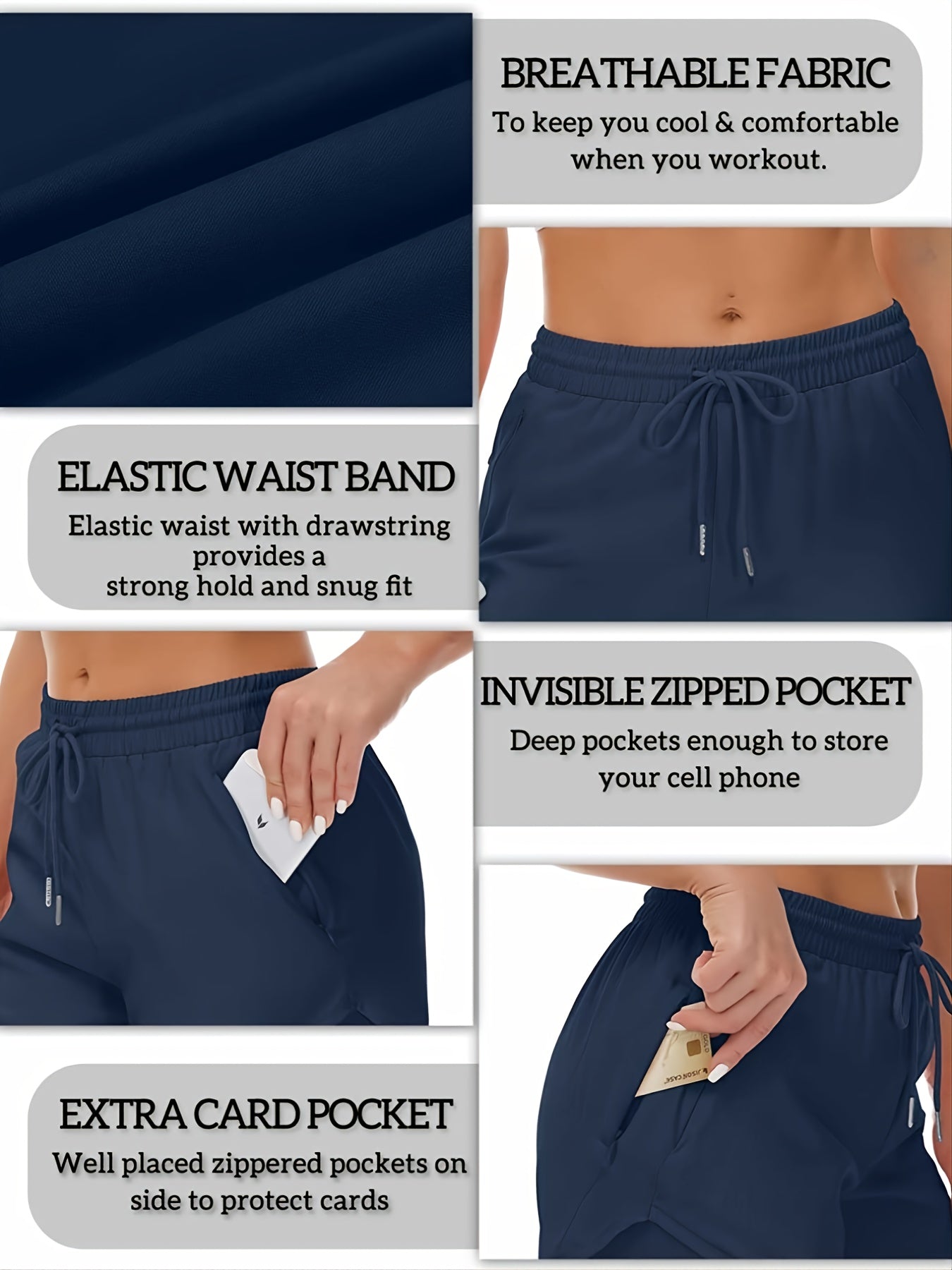 Women's Casual Running Shorts - Beige with Drawstring & Multiple Pockets