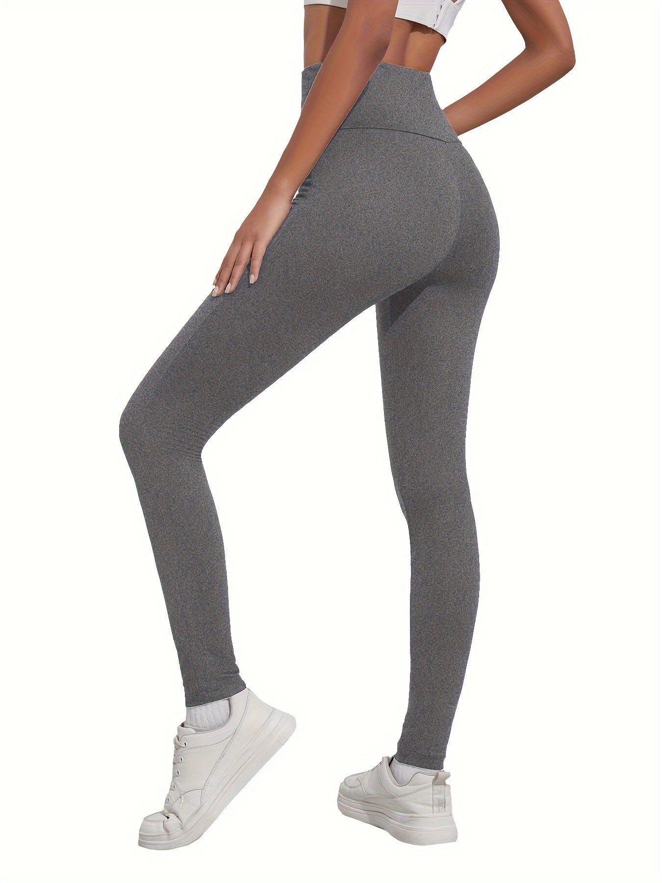 High-Waisted Running Leggings - Tummy Control Workout Pants with Pockets