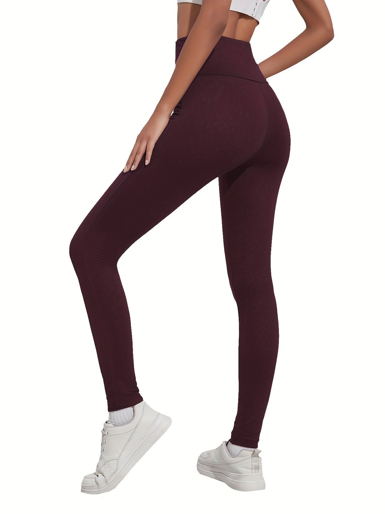 High-Waisted Running Leggings - Tummy Control Workout Pants with Pockets