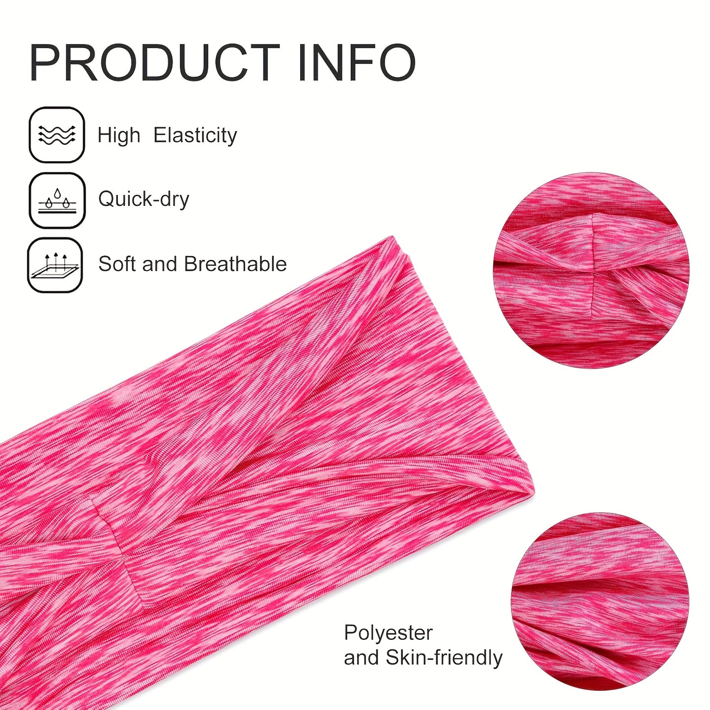 Moisture-Wicking Running Headbands - Non-Slip Elastic Workout Sweatbands