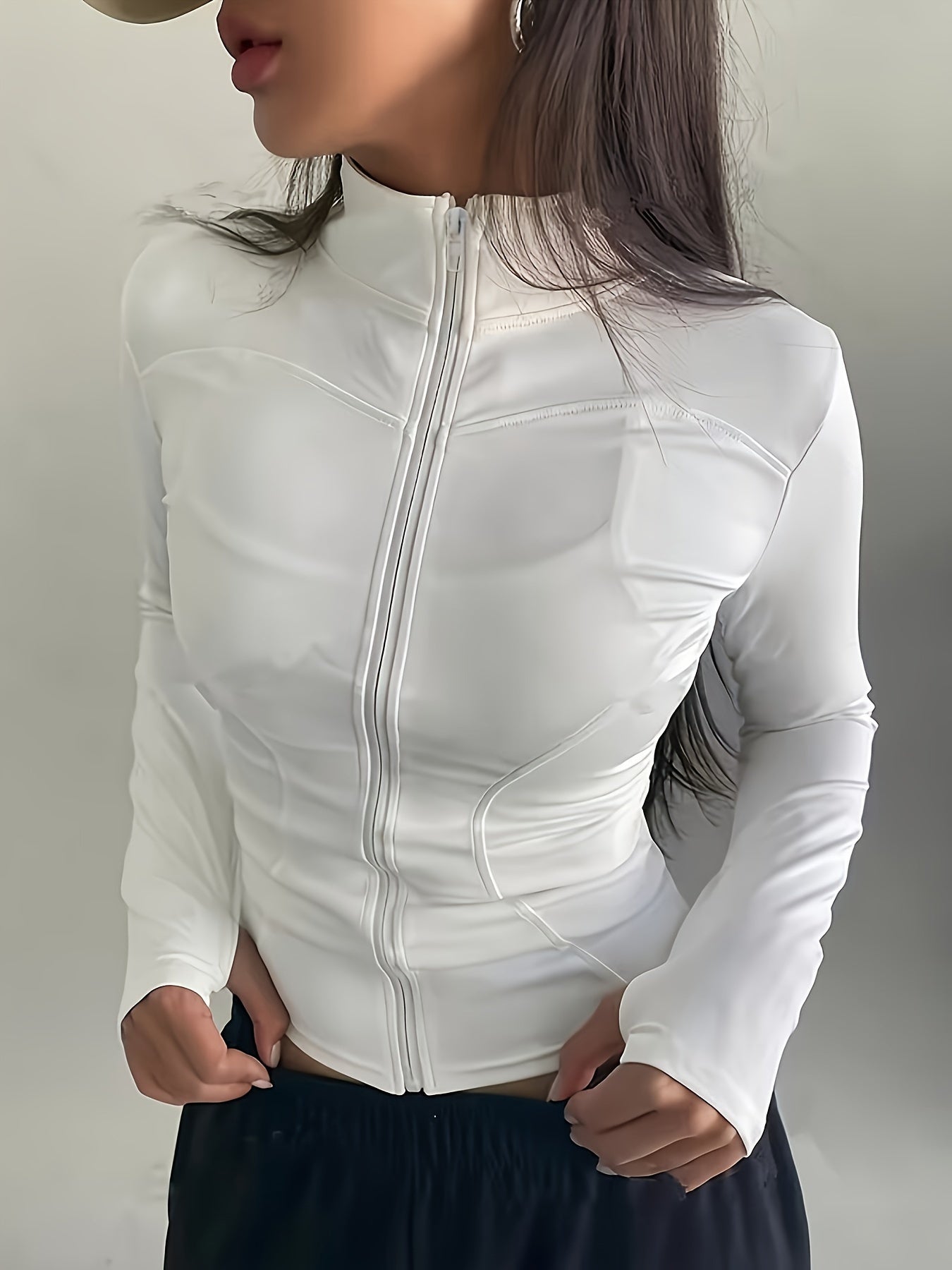 Women's Quick-Dry Running Jacket - Breathable Zip-Up Sports Top with Pockets