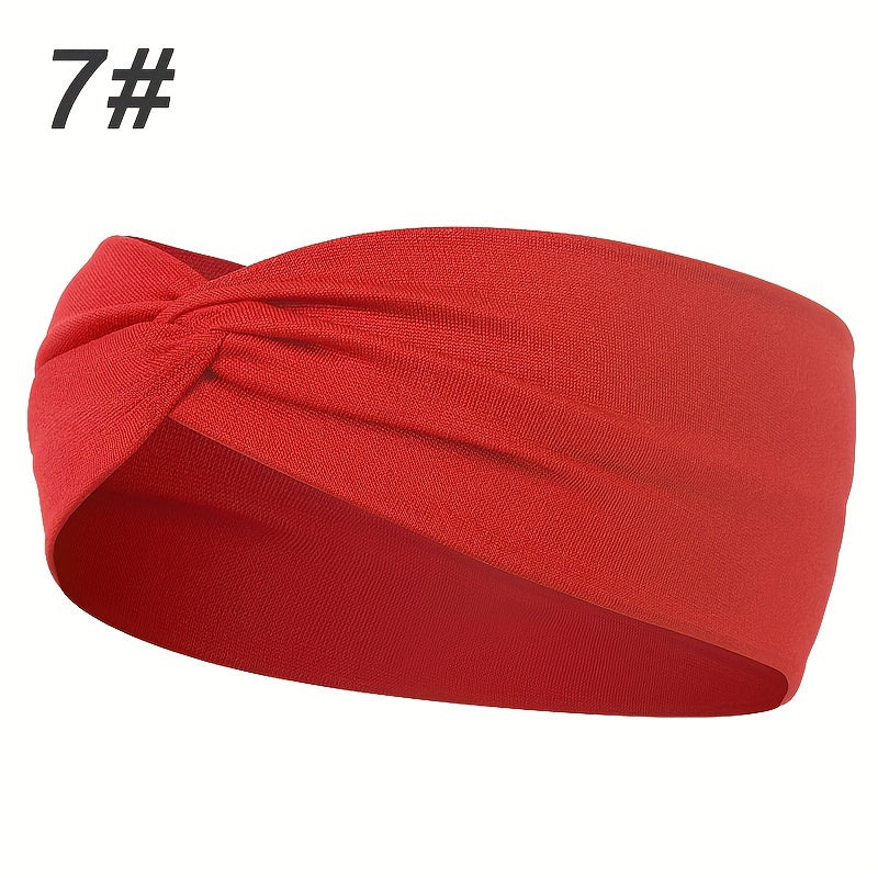 Solid Colour Twist Knotted Running Headband - Non-Slip Sweatband