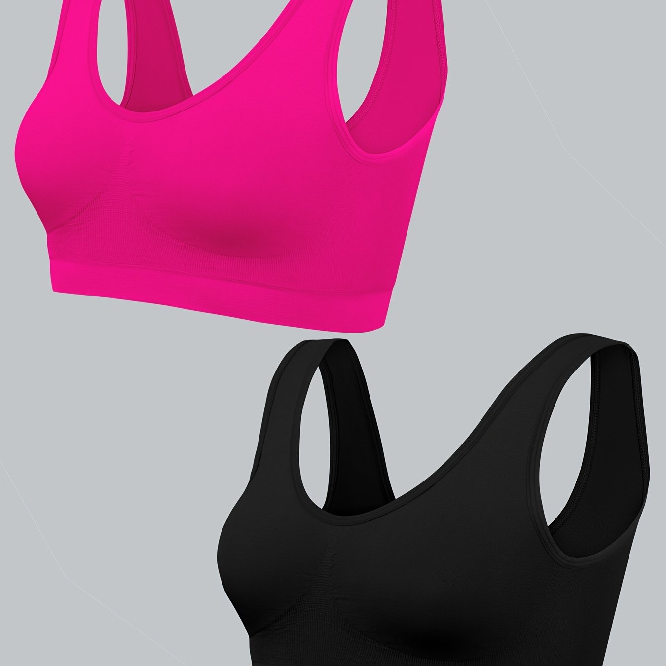 Seamless Comfort Sports Bra 2-Pack - High Elasticity Wireless Bra