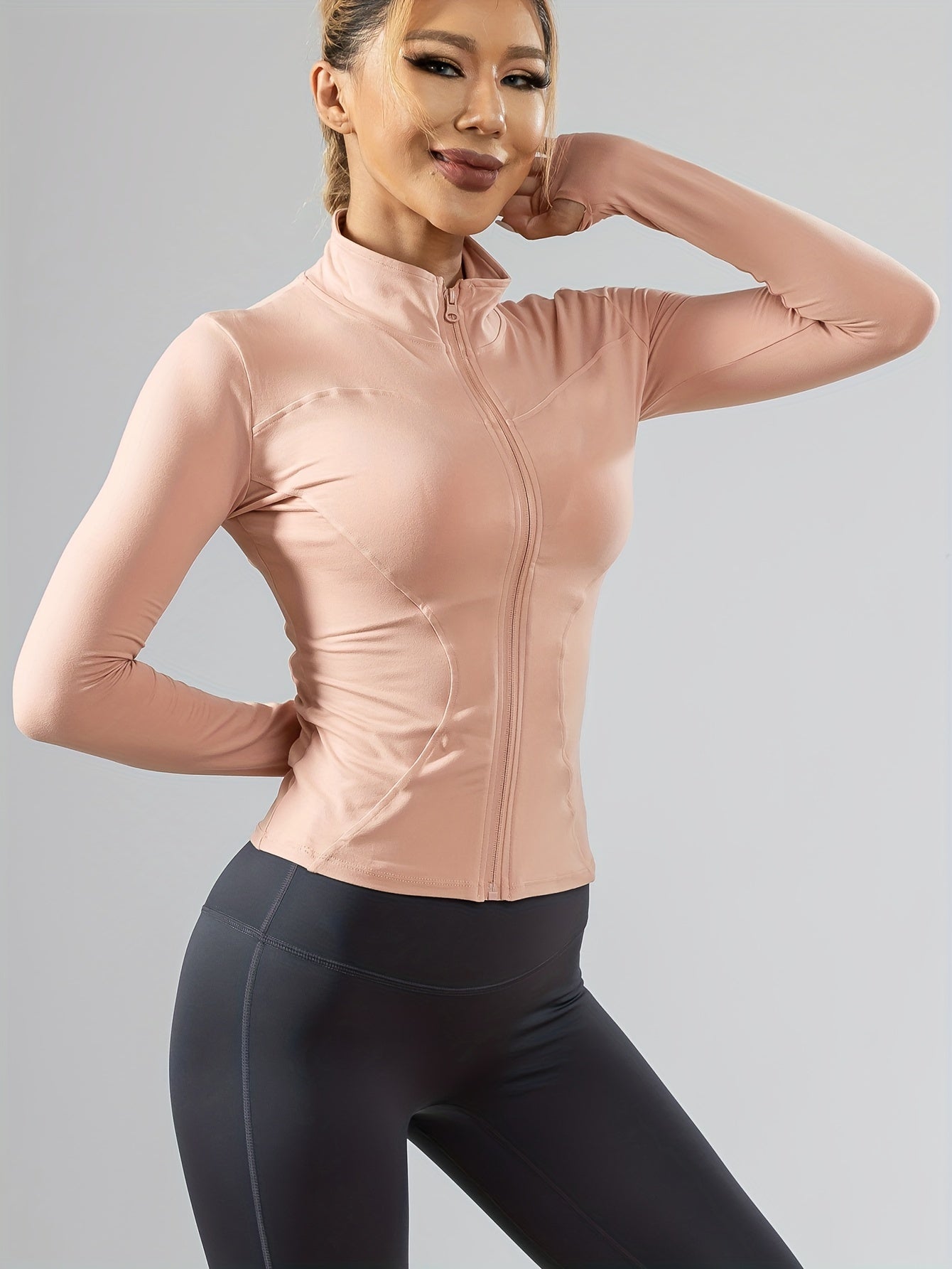 Women's Quick-Dry Running Jacket - Breathable Zip-Up Sports Top with Pockets