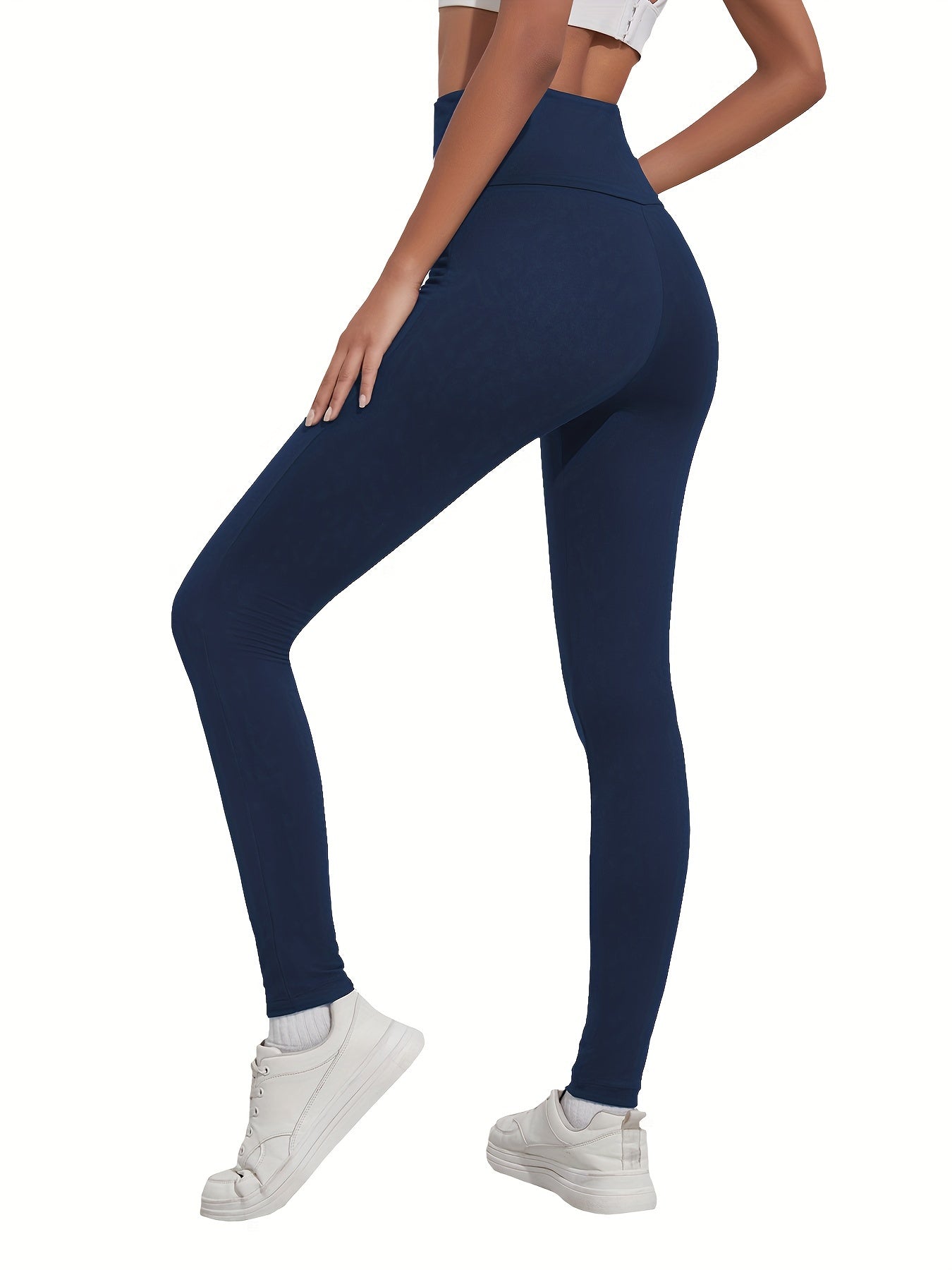 High-Waisted Running Leggings - Tummy Control Workout Pants with Pockets