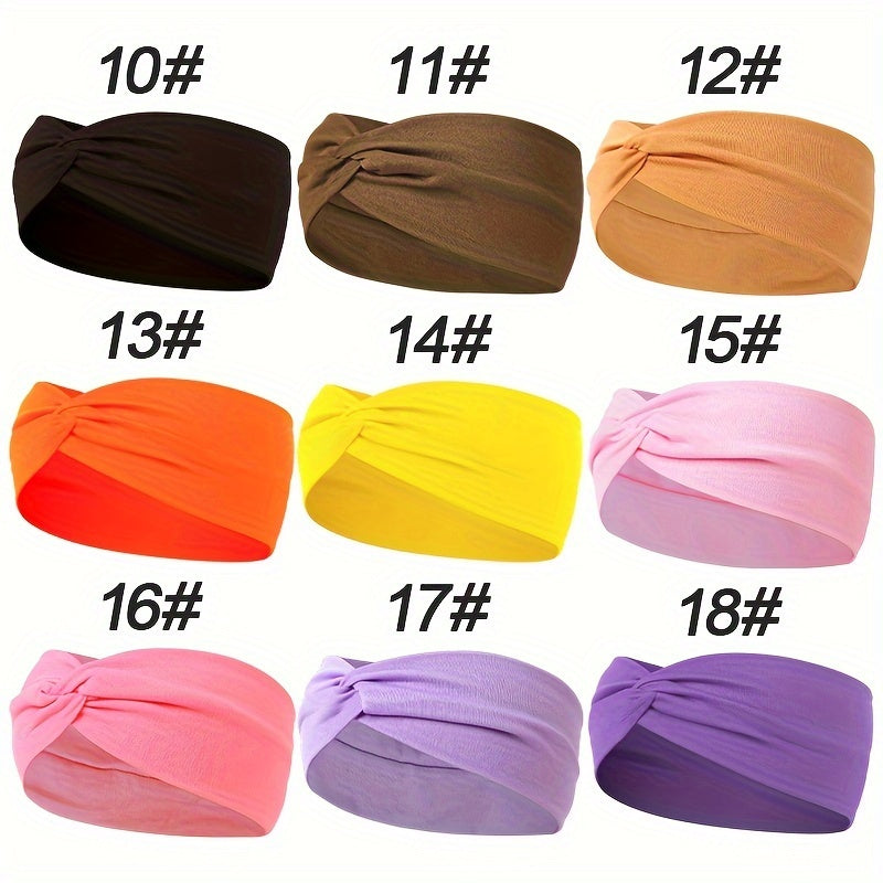 Solid Colour Twist Knotted Running Headband - Non-Slip Sweatband