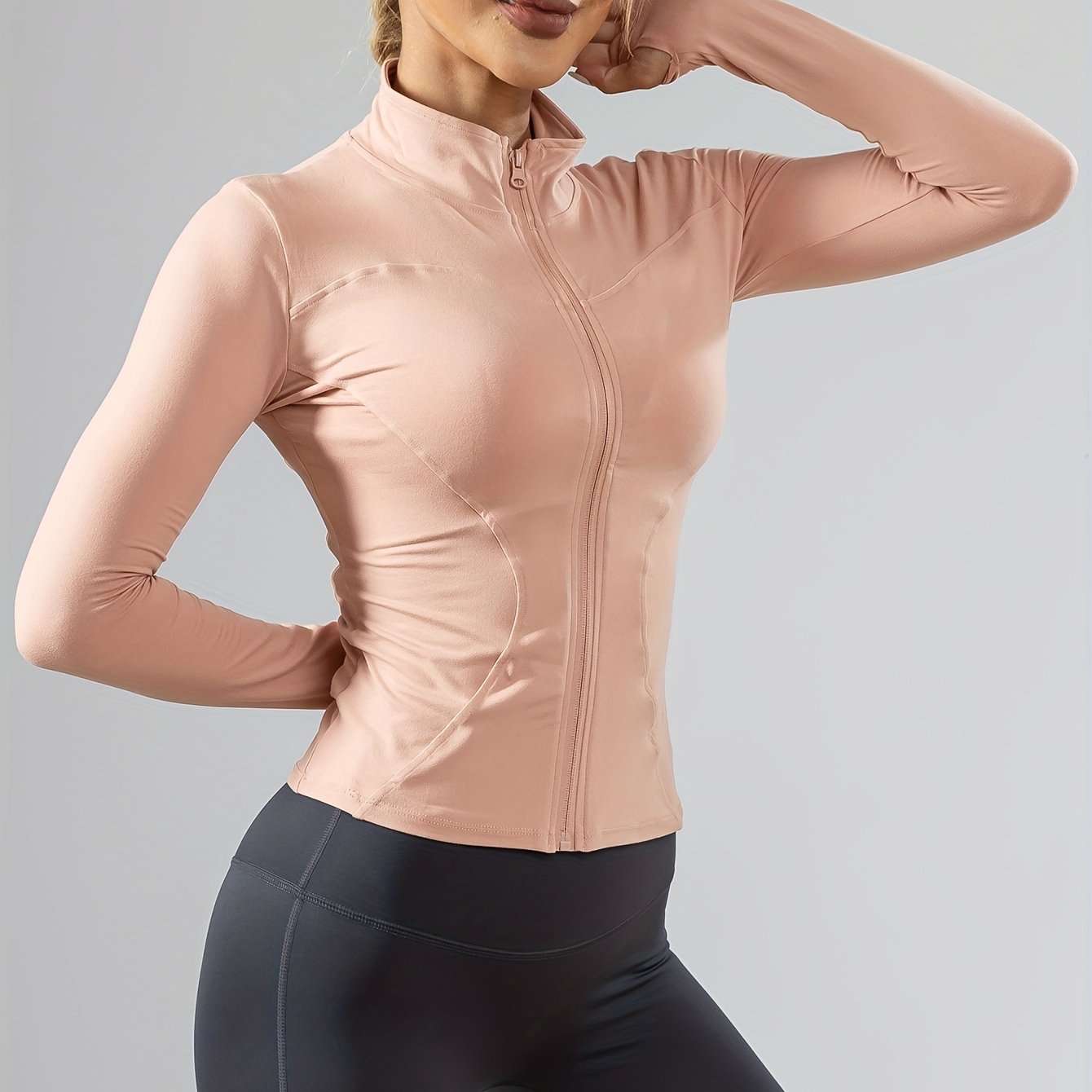 Women's Quick-Dry Running Jacket - Breathable Zip-Up Sports Top with Pockets