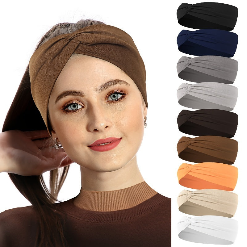 Solid Colour Twist Knotted Running Headband - Non-Slip Sweatband
