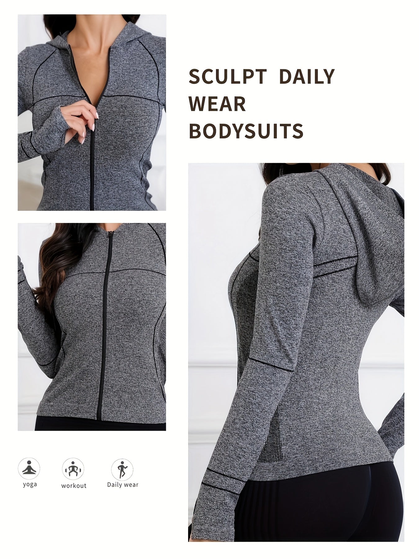 Women's Quick-Dry Hooded Running Jacket - Long Sleeve Zip-Up for Running & Fitness