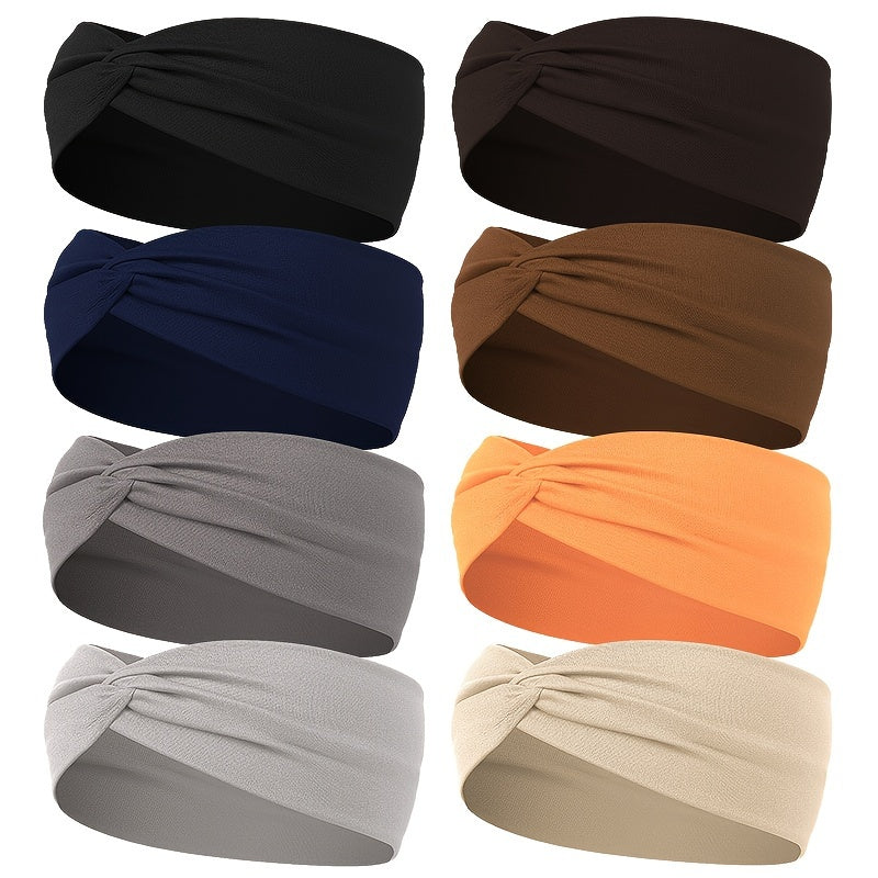 Solid Colour Twist Knotted Running Headband - Non-Slip Sweatband