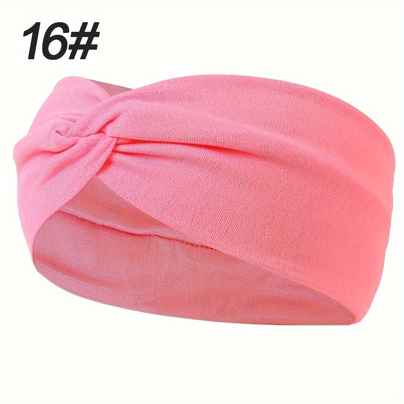 Solid Colour Twist Knotted Running Headband - Non-Slip Sweatband
