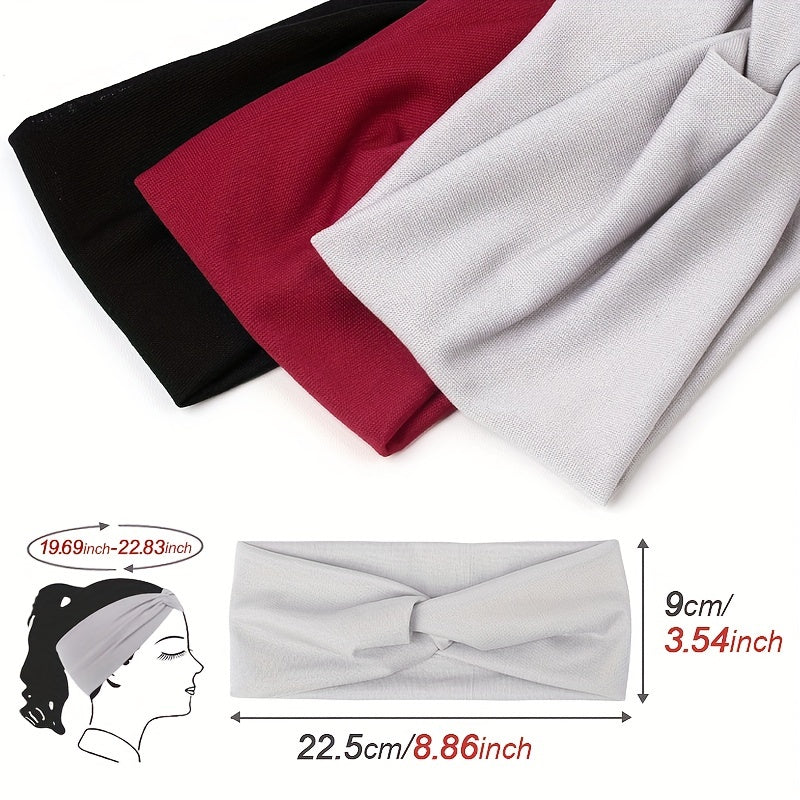 Solid Colour Twist Knotted Running Headband - Non-Slip Sweatband