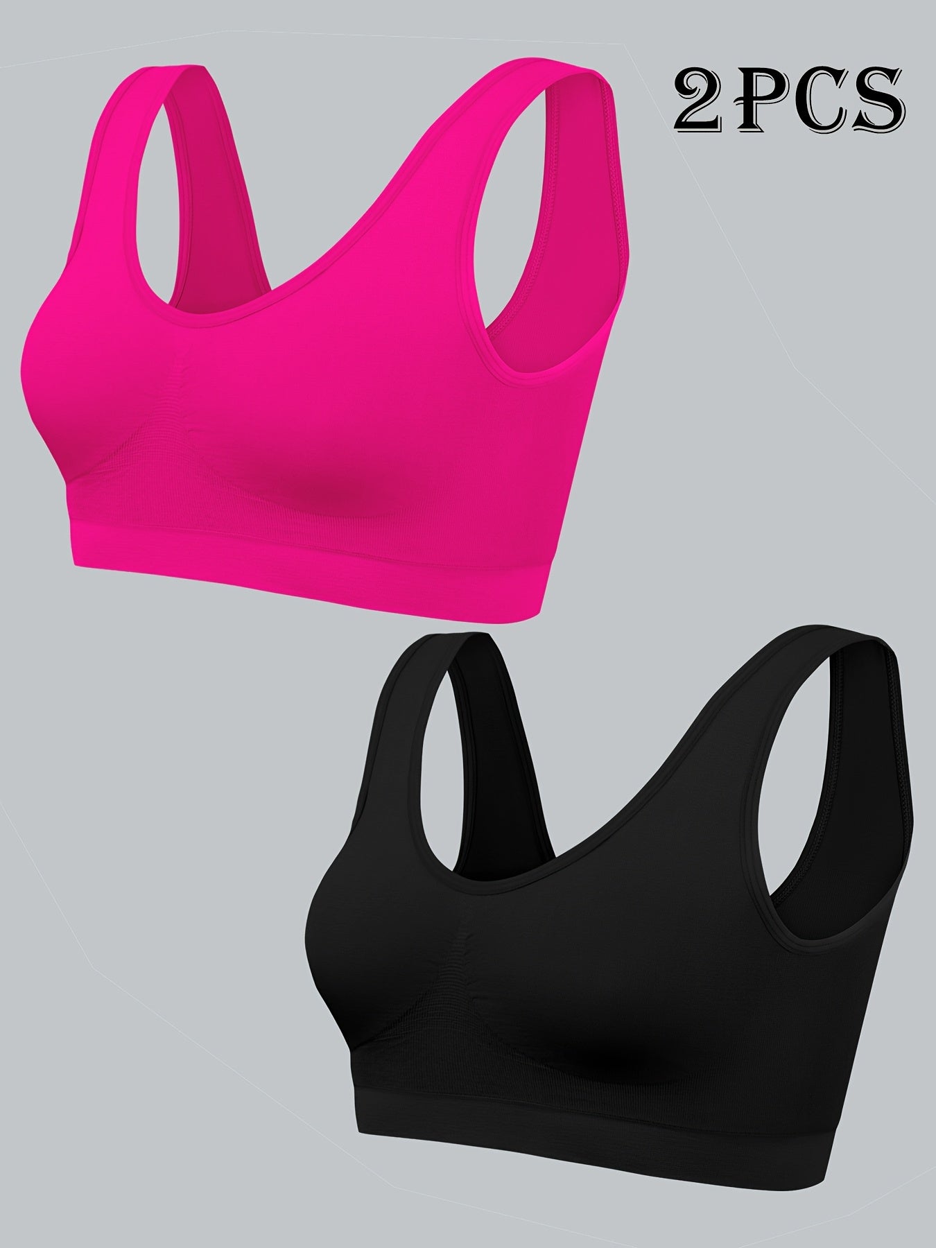 Seamless Comfort Sports Bra 2-Pack - High Elasticity Wireless Bra