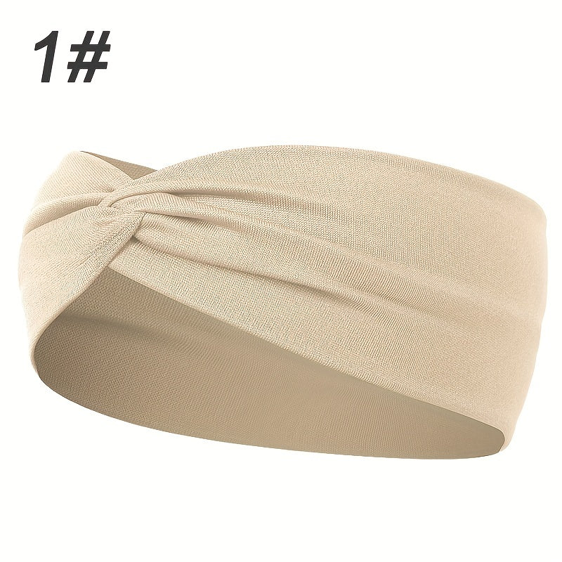 Solid Colour Twist Knotted Running Headband - Non-Slip Sweatband