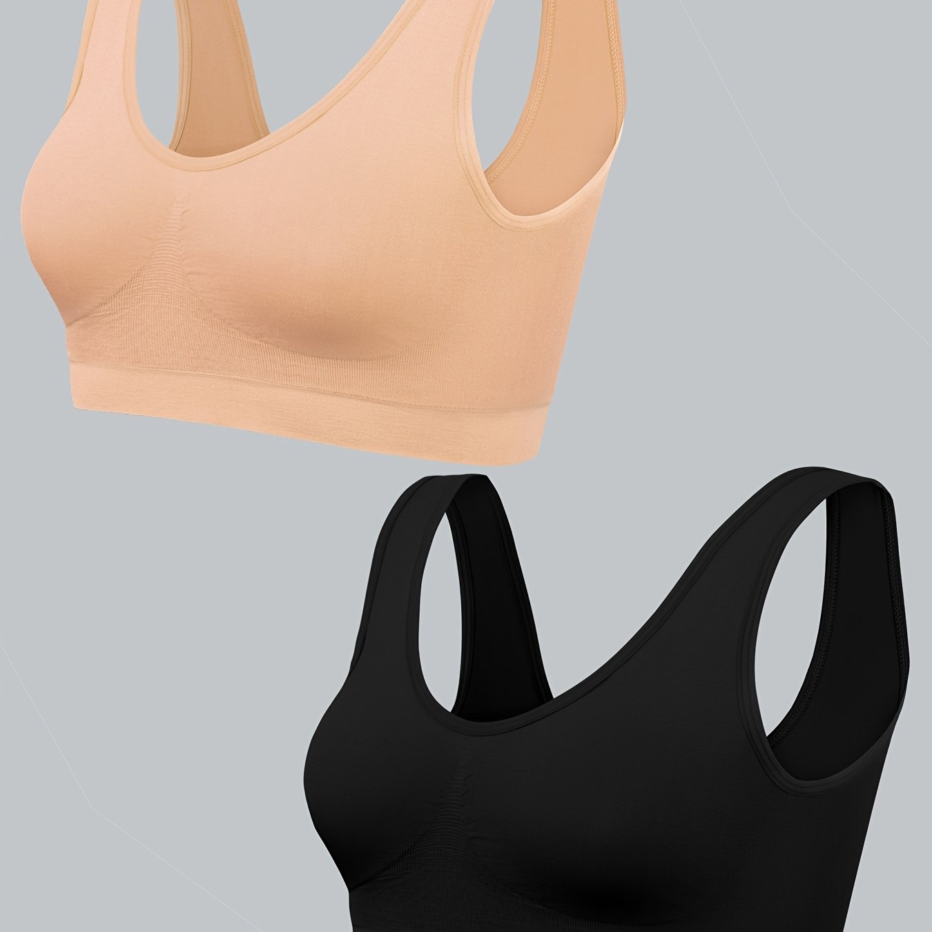 Seamless Comfort Sports Bra 2-Pack - High Elasticity Wireless Bra