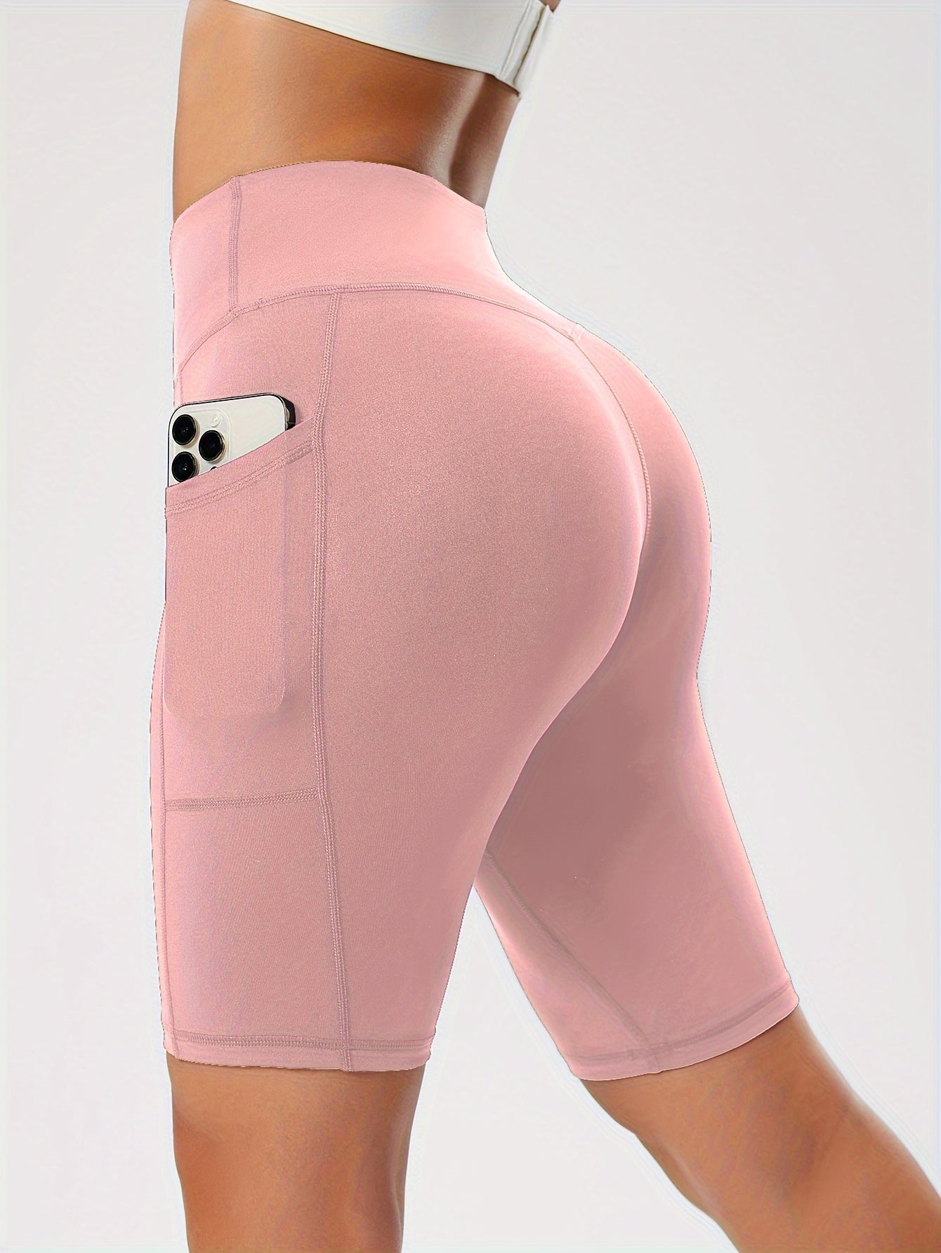 Women's Compression Running Shorts - High-Waisted with Side Pockets