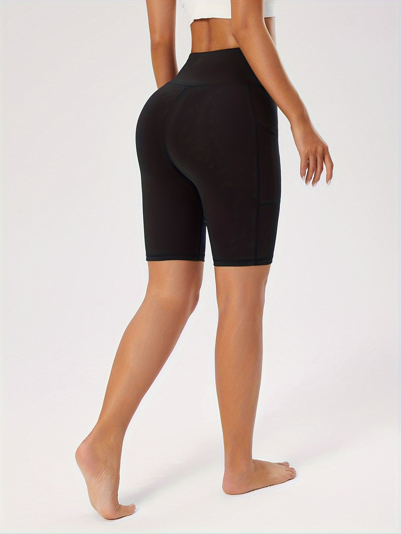 Women's Compression Running Shorts - High-Waisted with Side Pockets