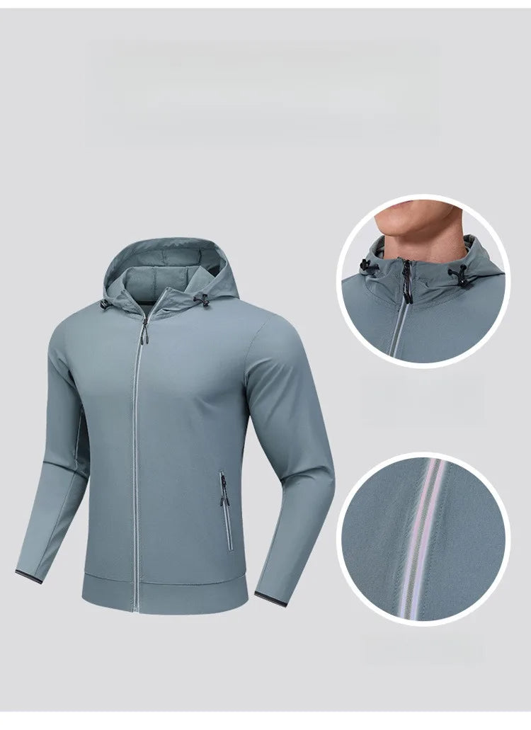 Men's Quick-Dry Breathable Sportswear Set – Hooded 2-Piece with Pockets