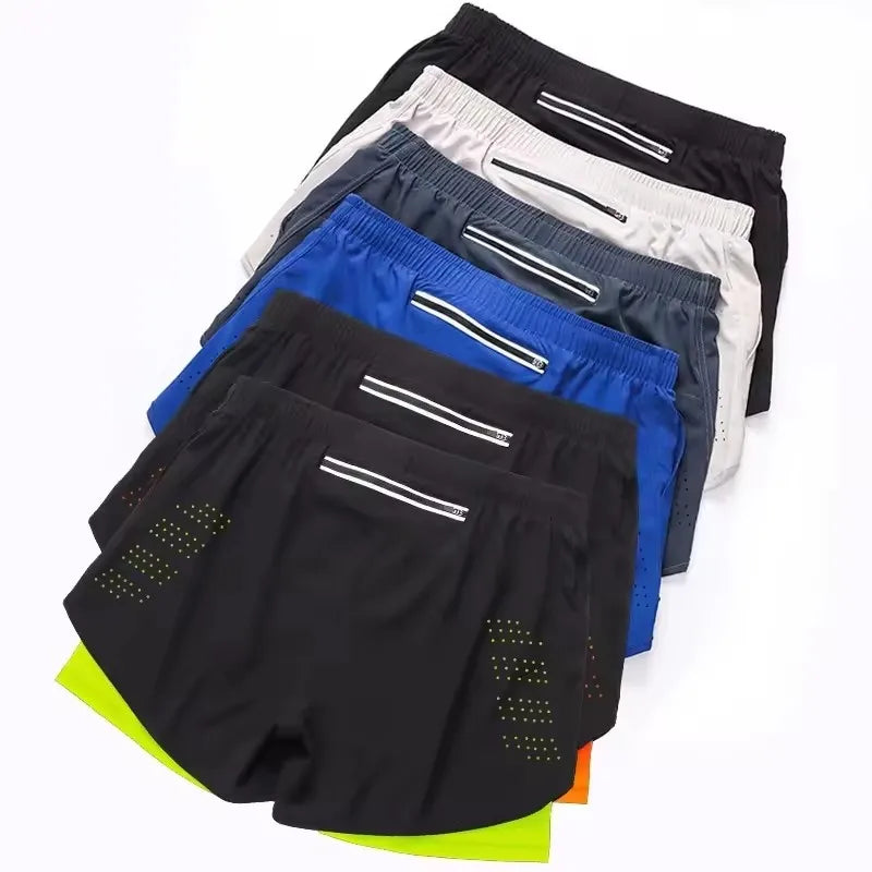 Men's 2-in-1 Running Shorts - Quick Dry Double Layer Bodybuilding Shorts