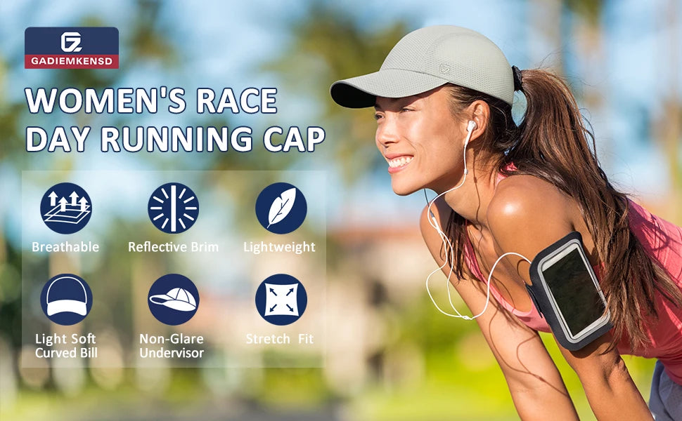 Women's Lightweight Running Hat - Breathable Mesh Cap with Reflective Trim