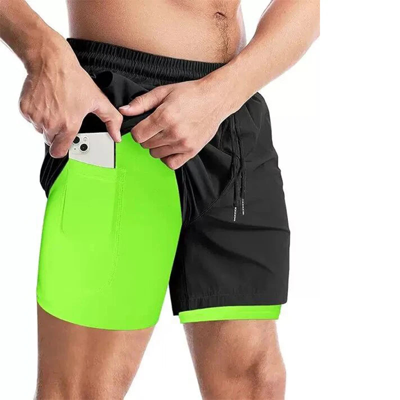 Men's 2-in-1 Running Shorts - Double Layer Gym Shorts with Inner Compression