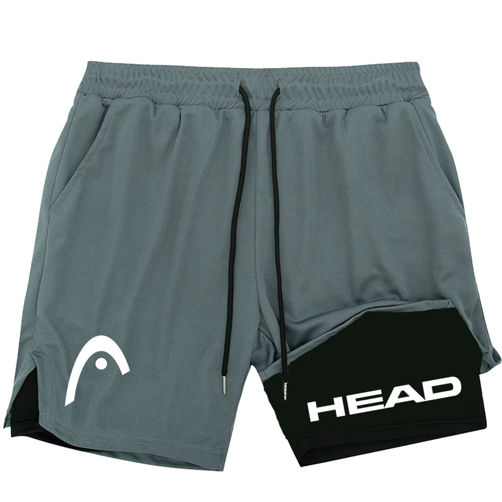 Men's 2-in-1 Compression Running Shorts - Quick Dry Double Layer Fitness Shorts