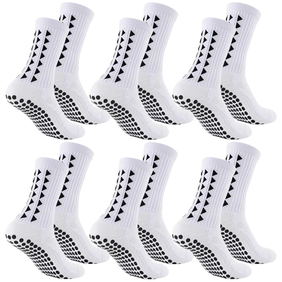 Men's & Women's Grip Socks 6-Pack - Non-Slip Athletic Socks for Running & Sports