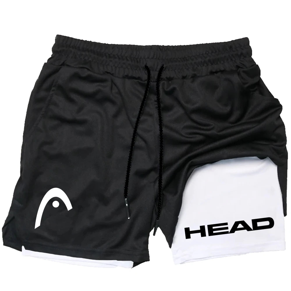 Men's 2-in-1 Compression Running Shorts - Quick Dry Double Layer Fitness Shorts