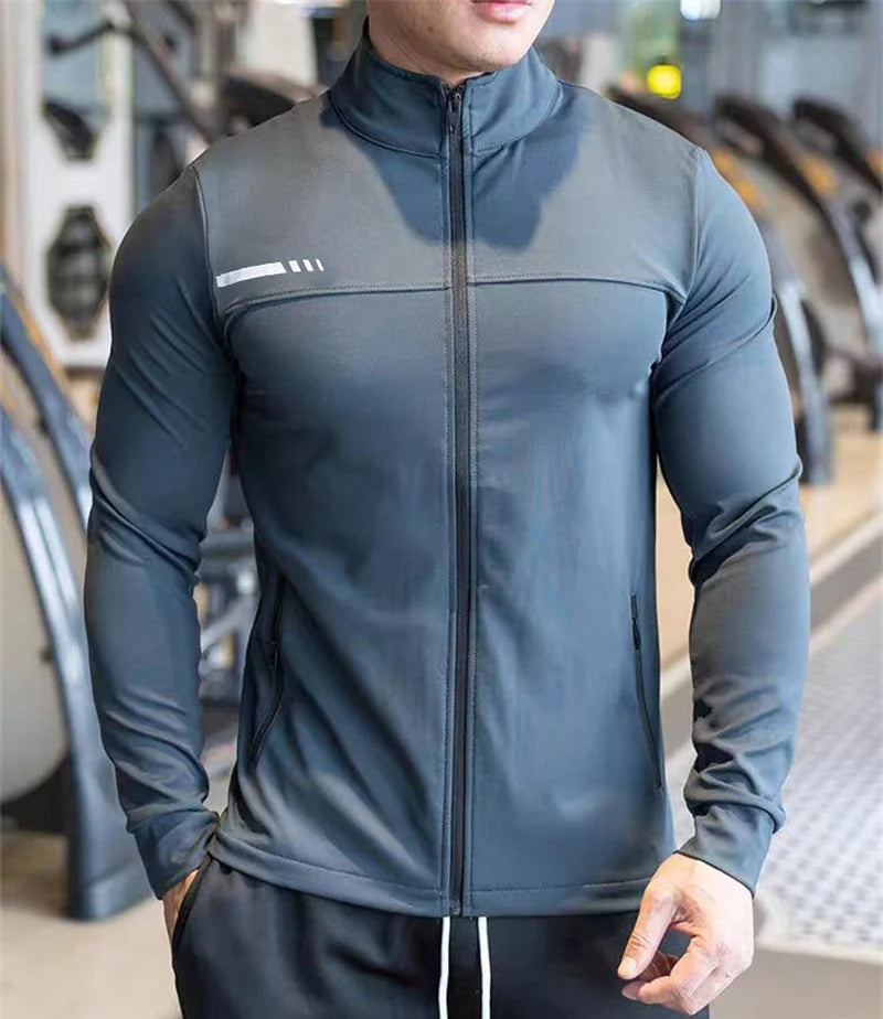 Men's Quick-Dry Running Jacket - Lightweight Windproof Sports Jacket with Zip