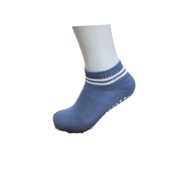 Women's Non-Slip Grip Socks - Pilates, Running, Yoga & Workout Socks with Double Stripes