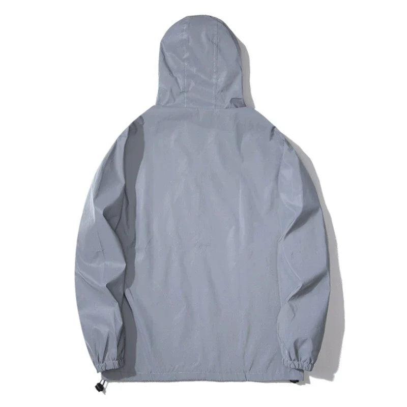 Men's Reflective Running Jacket - High-Visibility Hooded Jacket for Night Running & Cycling