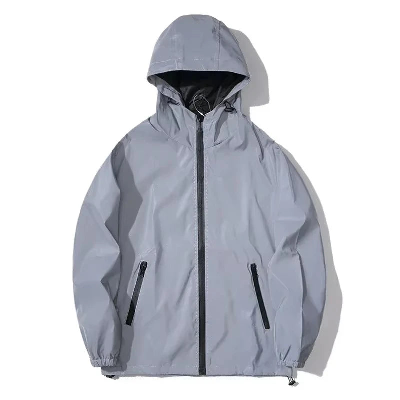Men's Reflective Running Jacket - High-Visibility Hooded Jacket for Night Running & Cycling