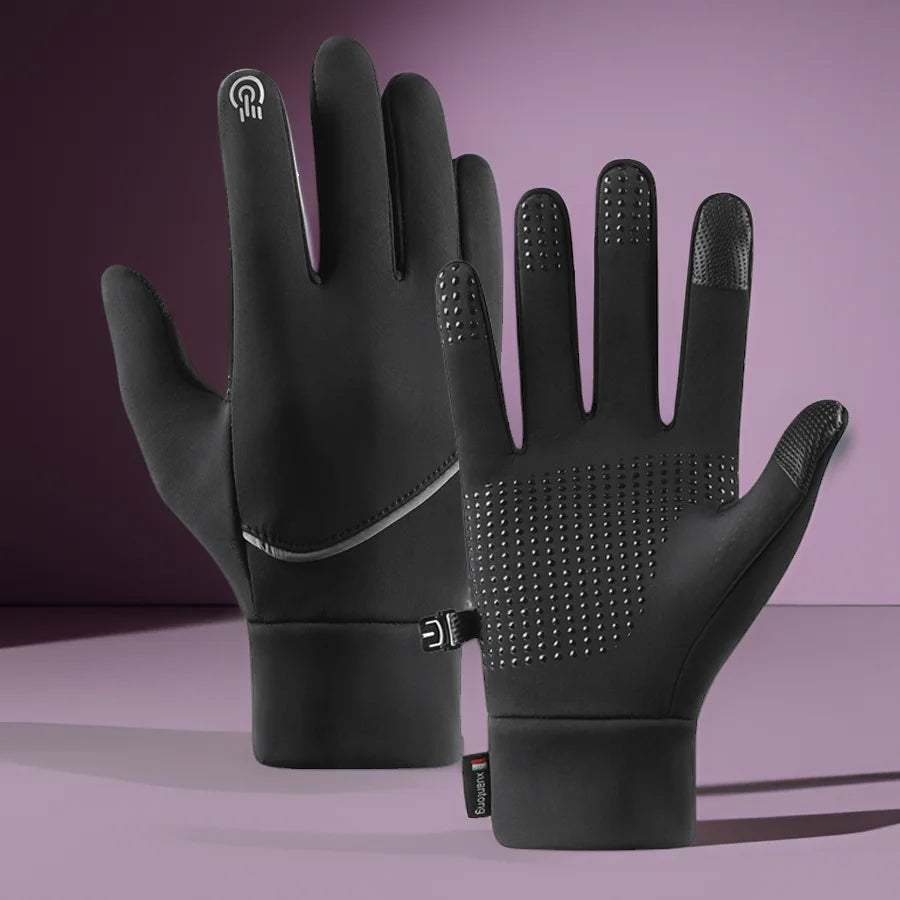 "Lightweight touchscreen running gloves with anti-slip grip"