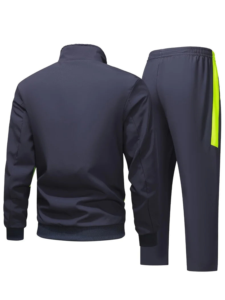 Men's Zip-Up Hooded Tracksuit – Two-Piece Jogging Set