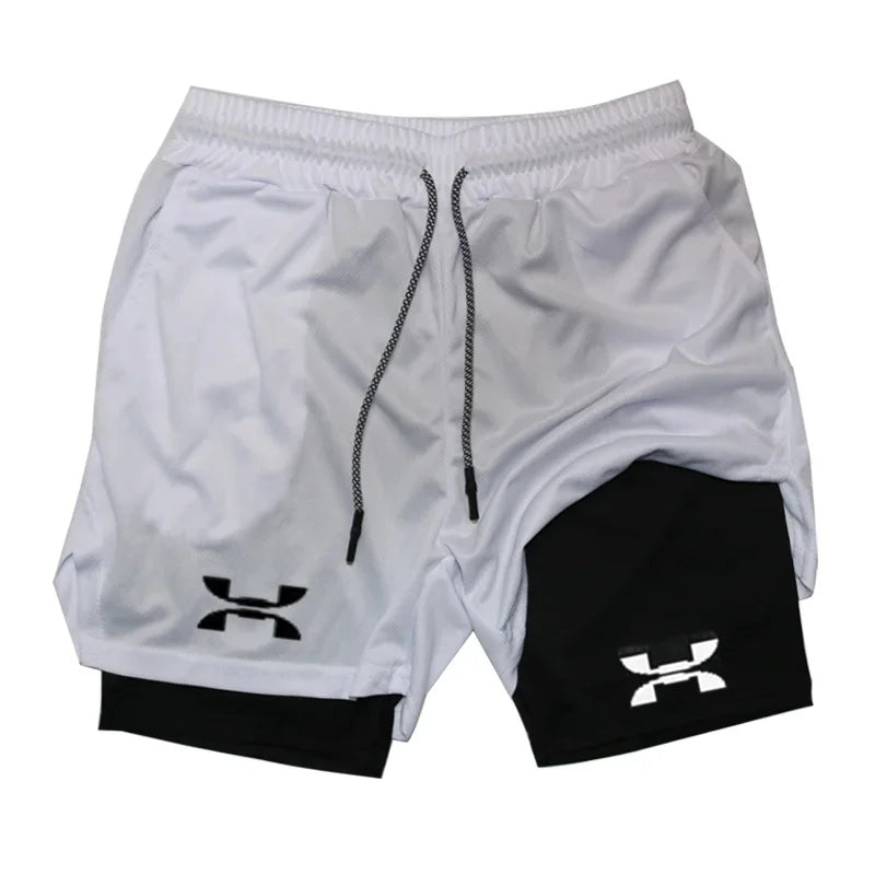 Men's 2-in-1 Running Shorts - Quick Dry Gym Sports Training Shorts