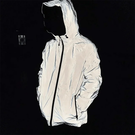 Men's Reflective Running Jacket - High-Visibility Hooded Jacket for Night Running & Cycling