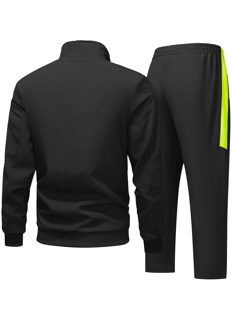 Men's Zip-Up Hooded Tracksuit – Two-Piece Jogging Set