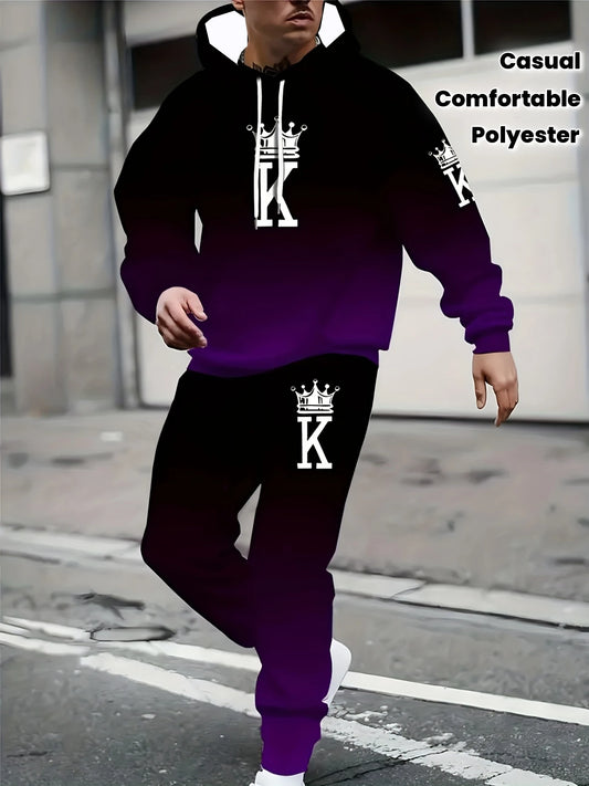 Men's oversized jogging suit with sweatshirt and trousers, sizes S-5XL, autumn winter weight – casual running wear | Jog4less