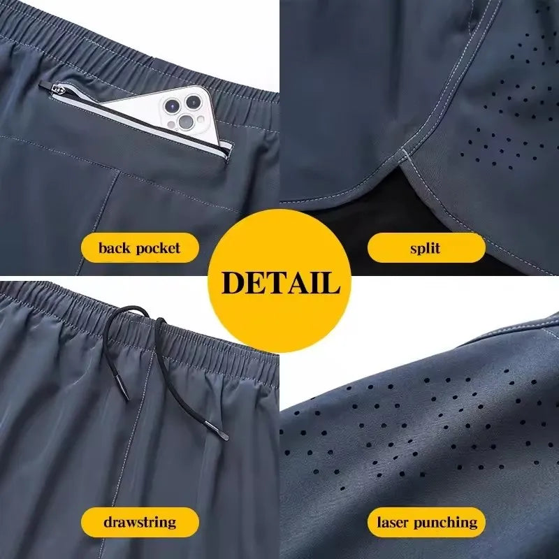 Men's 2-in-1 Running Shorts - Quick Dry Double Layer Bodybuilding Shorts