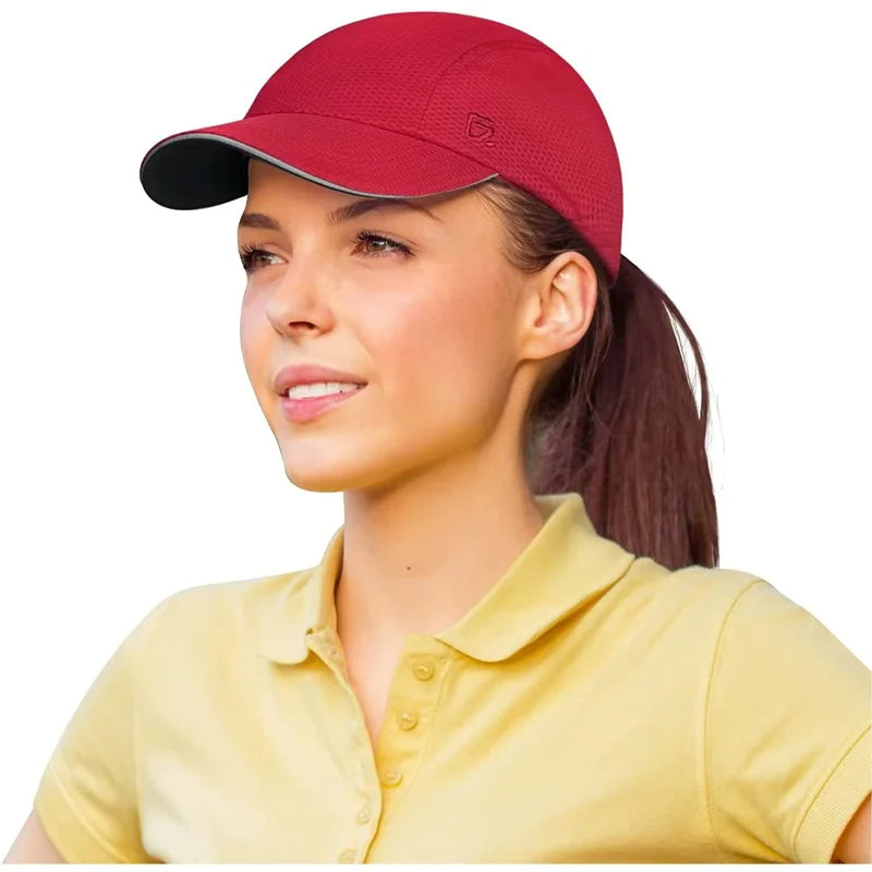 Women's Lightweight Running Hat - Breathable Mesh Cap with Reflective Trim