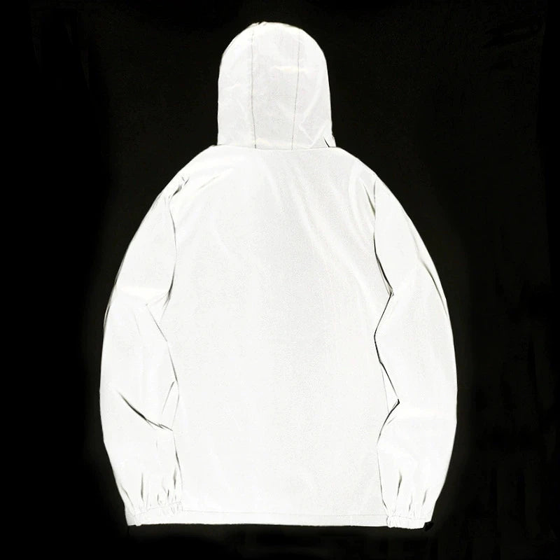 Men's Reflective Running Jacket - High-Visibility Hooded Jacket for Night Running & Cycling