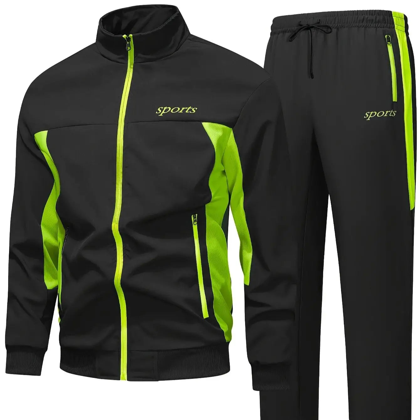Men's Zip-Up Hooded Tracksuit – Two-Piece Jogging Set