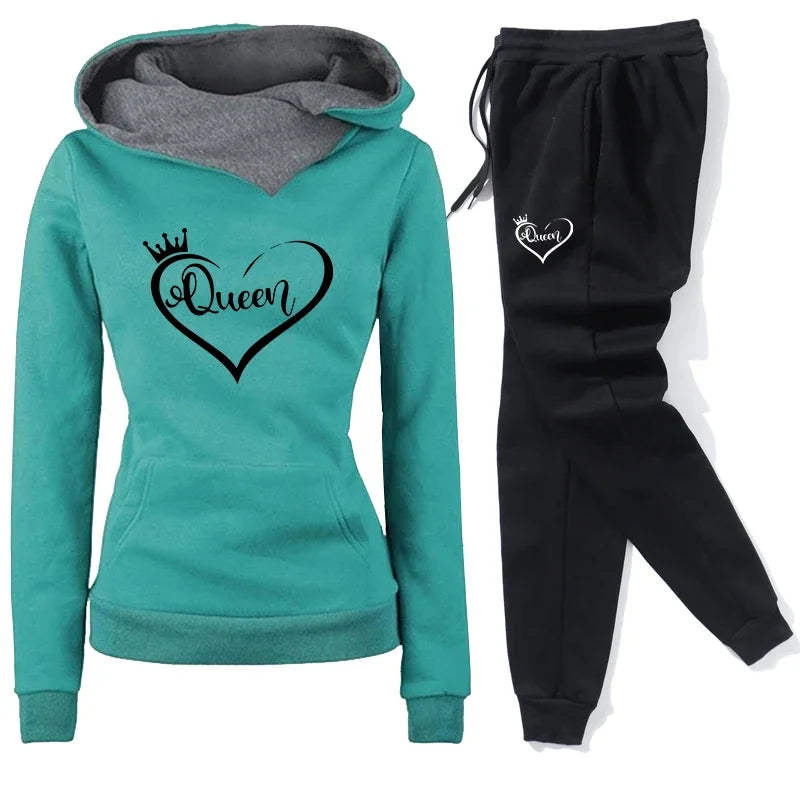Women's Hooded Pullover Tracksuit – Full Length Casual Jogger Set