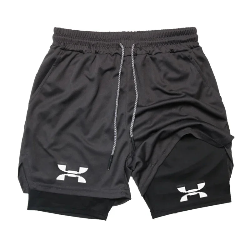 Men's 2-in-1 Running Shorts - Quick Dry Gym Sports Training Shorts