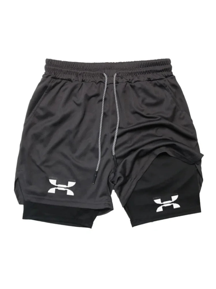 Men's 2-in-1 Running Shorts - Quick Dry Gym Sports Training Shorts