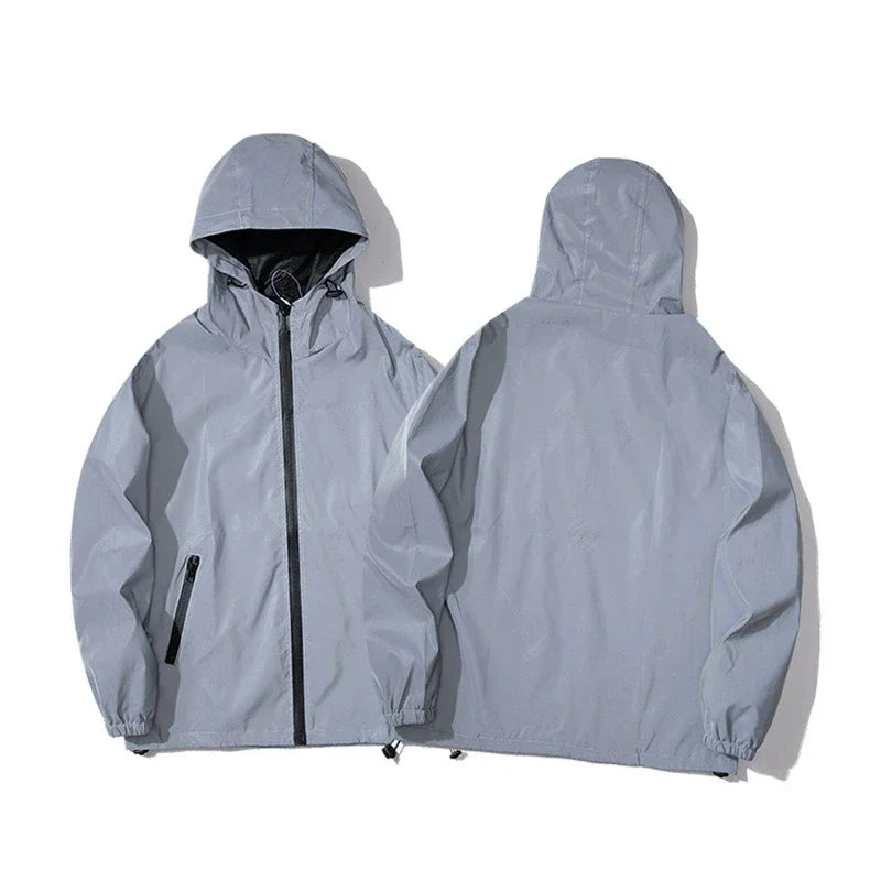 Men's Reflective Running Jacket - High-Visibility Hooded Jacket for Night Running & Cycling