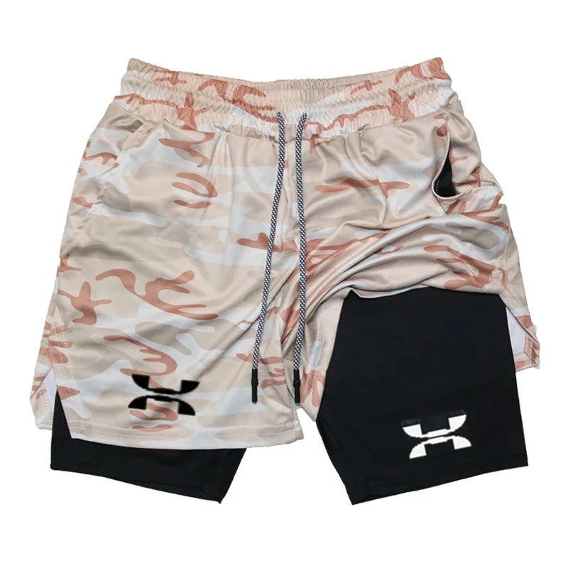 Men's 2-in-1 Running Shorts - Quick Dry Gym Sports Training Shorts